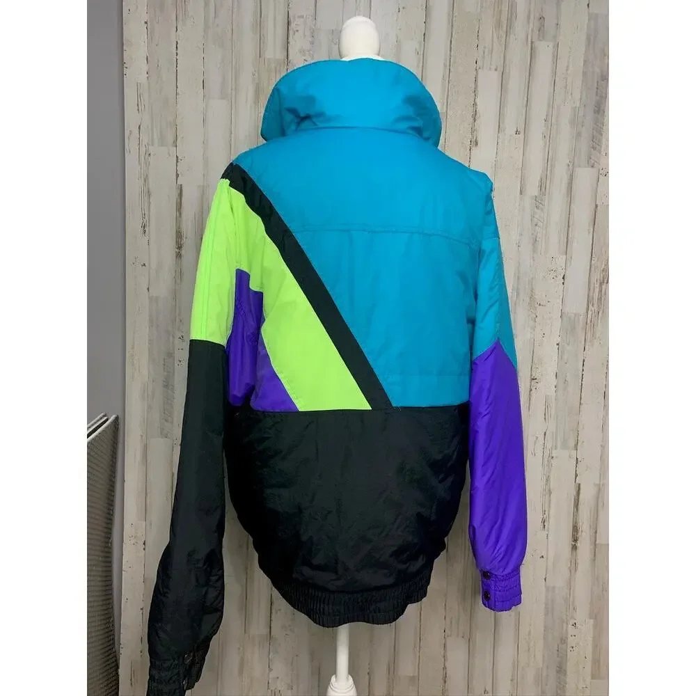 Vintage Inside Edge Unisex Windbreaker Jacket Multicolor Size Medium Retro 80s‎